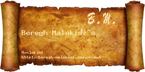 Beregh Malakiás névjegykártya